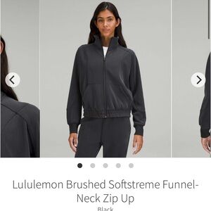 Lululemon Brushed Softstreme Funnel-Neck Zip Up Black Jacket Size 12